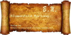 Blumenfeld Mariann névjegykártya